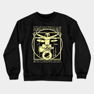 Da Vinci Vitruvian Man Drumming Drummer Crewneck Sweatshirt